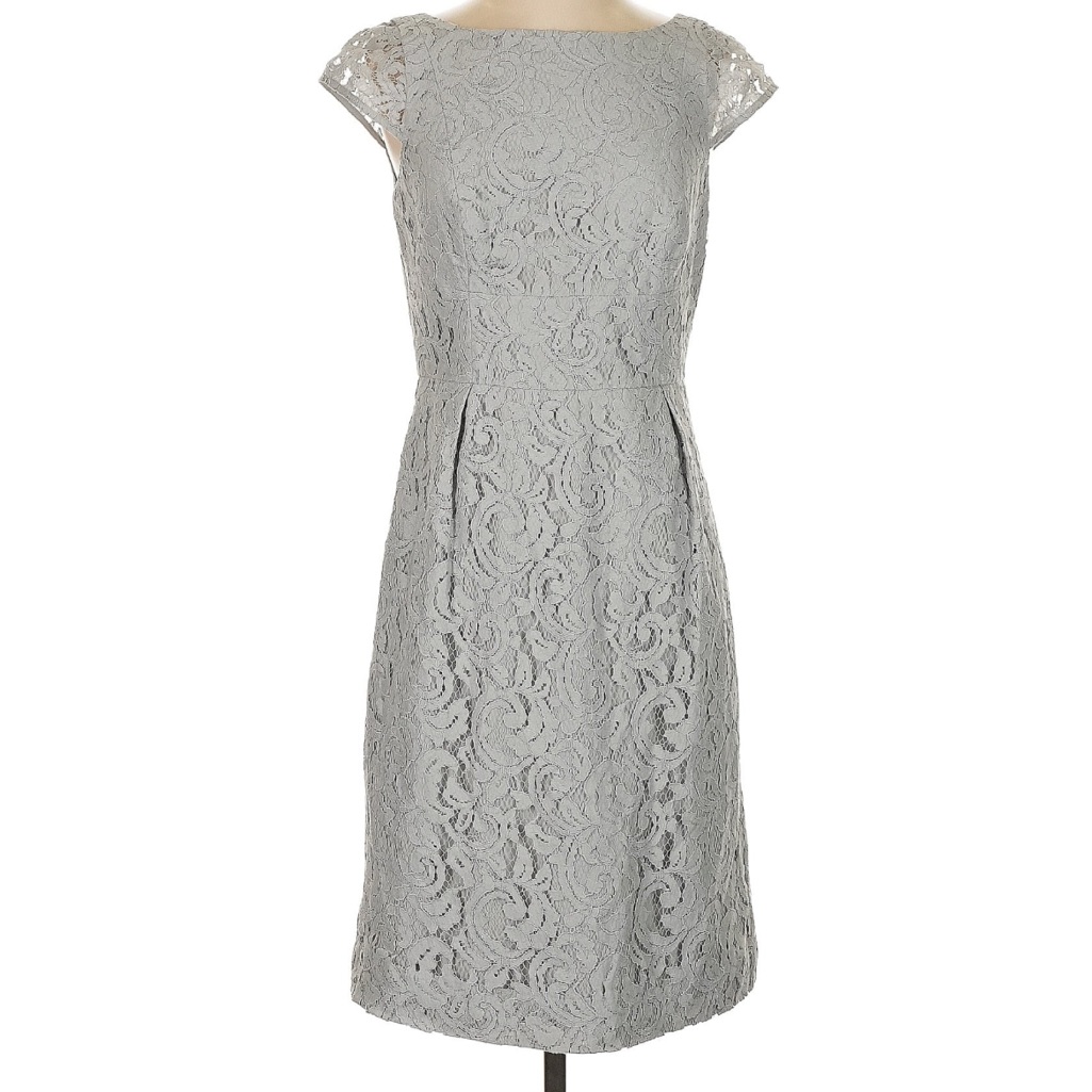 J. Crew Elegant Lace Cap Sleeve Dress In Gray Size 14